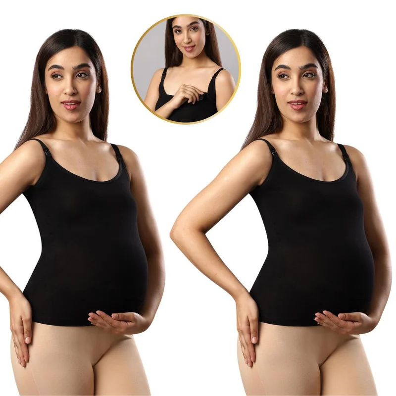 تامي عبوة من  صدرية دعم للحمل والرضاعة بدون خياطة - أسود